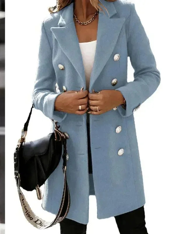 Women's Wool Pea Coat Slim Fit Elegant Style