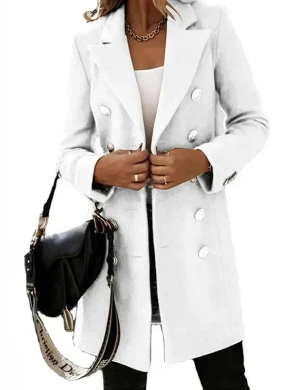 Women's Wool Pea Coat Slim Fit Elegant Style