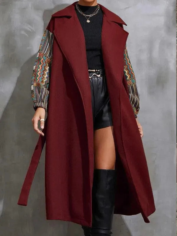 Women's Wrap Coat Longline Belted Elegant Style