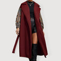 Women's Wrap Coat Longline Belted Elegant Style