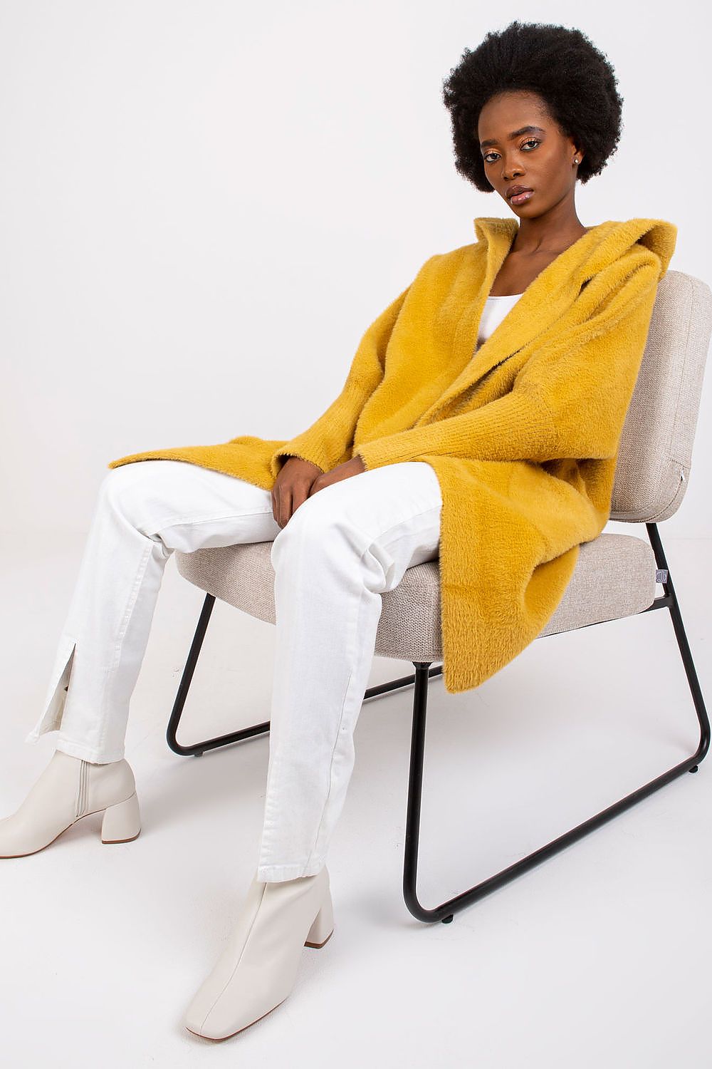 Women's Yellow Hooded Transitional Coat