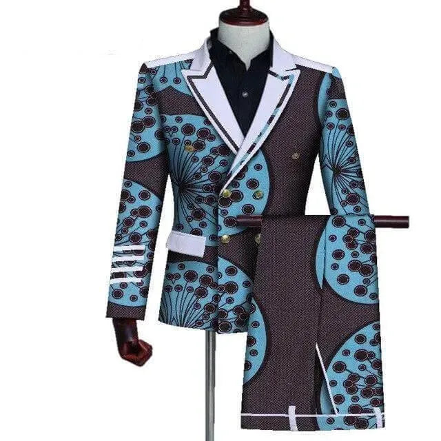 African Double-Breasted Two Piece Suit - African Suit - LeStyleParfait