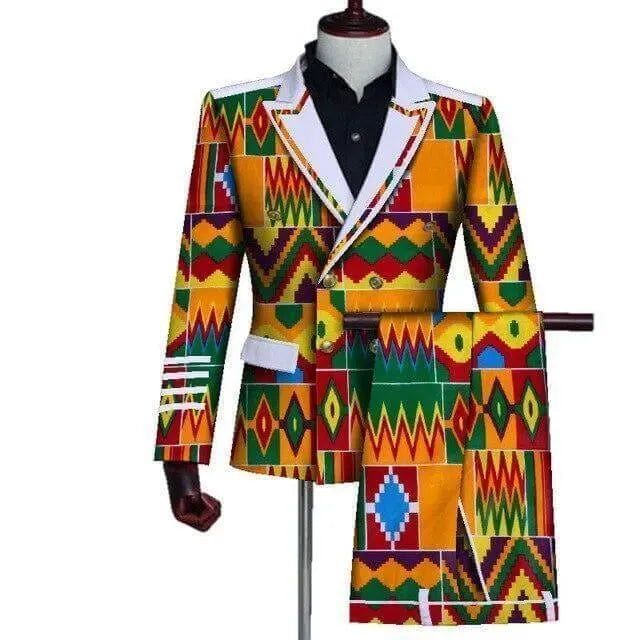 African Double-Breasted Two Piece Suit - African Suit - LeStyleParfait