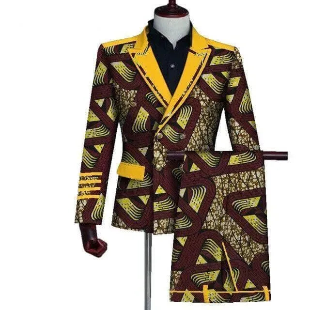 African Double-Breasted Two Piece Suit - African Suit - LeStyleParfait