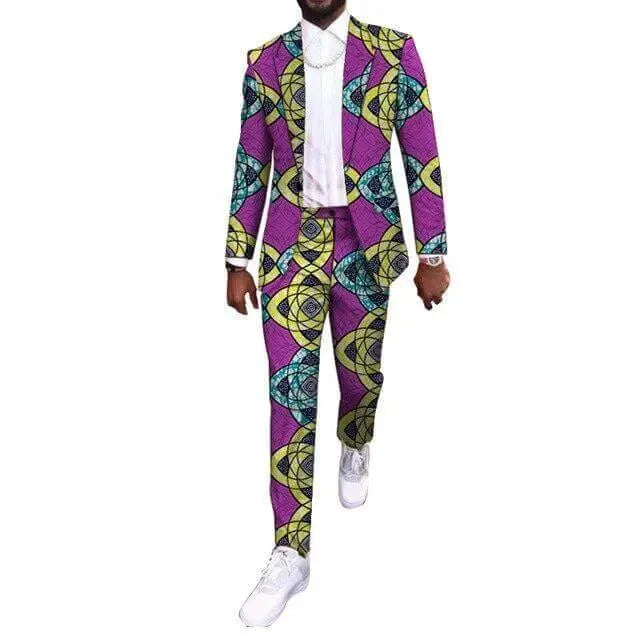 African Men‘s Printed Blazers Suit - African Suit - LeStyleParfait
