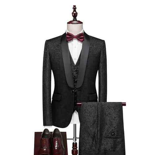 Alfredo Three Piece Tuxedo Suit - Lapel Collar - Tuxedo Suit - LeStyleParfait