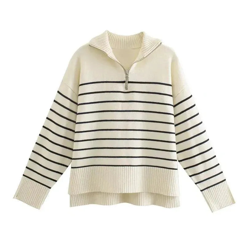 Asymmetry Striped Pullover Sweaters - Pullover Sweater - LeStyleParfait
