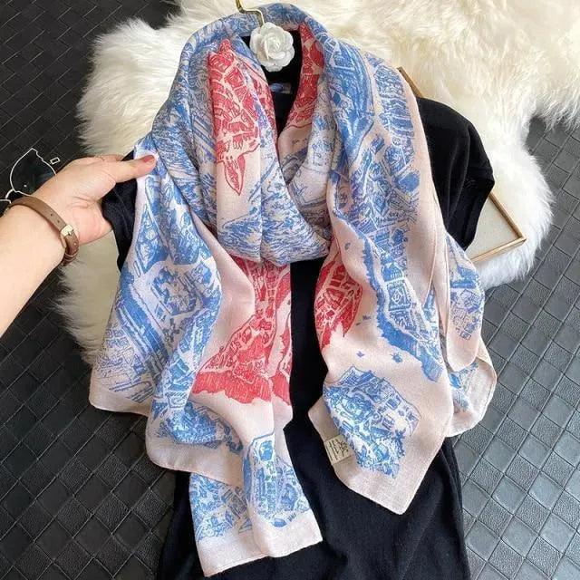 LeStyleParfait Women's Scarves & Shawls Stylish Wrap Scarf Printed Cotton -Scarf