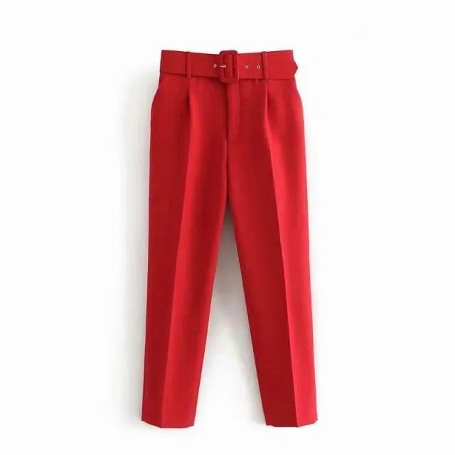 Belted High-Waisted Pants - Women Pants - LeStyleParfait