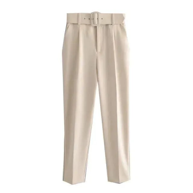 Belted High-Waisted Pants - Women Pants - LeStyleParfait