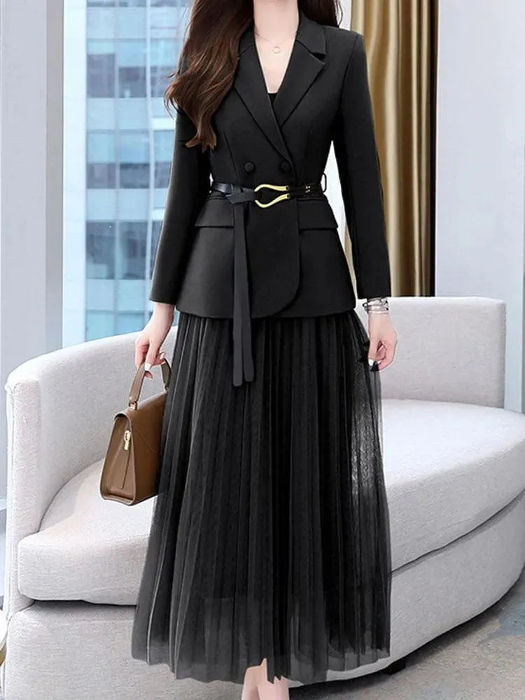Belted Outfit Skirt Suit Set - Skirt Suit - LeStyleParfait