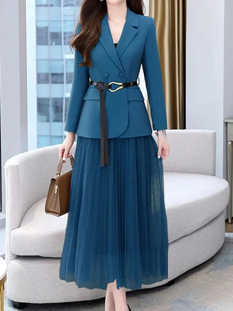 Belted Outfit Skirt Suit Set - Skirt Suit - LeStyleParfait
