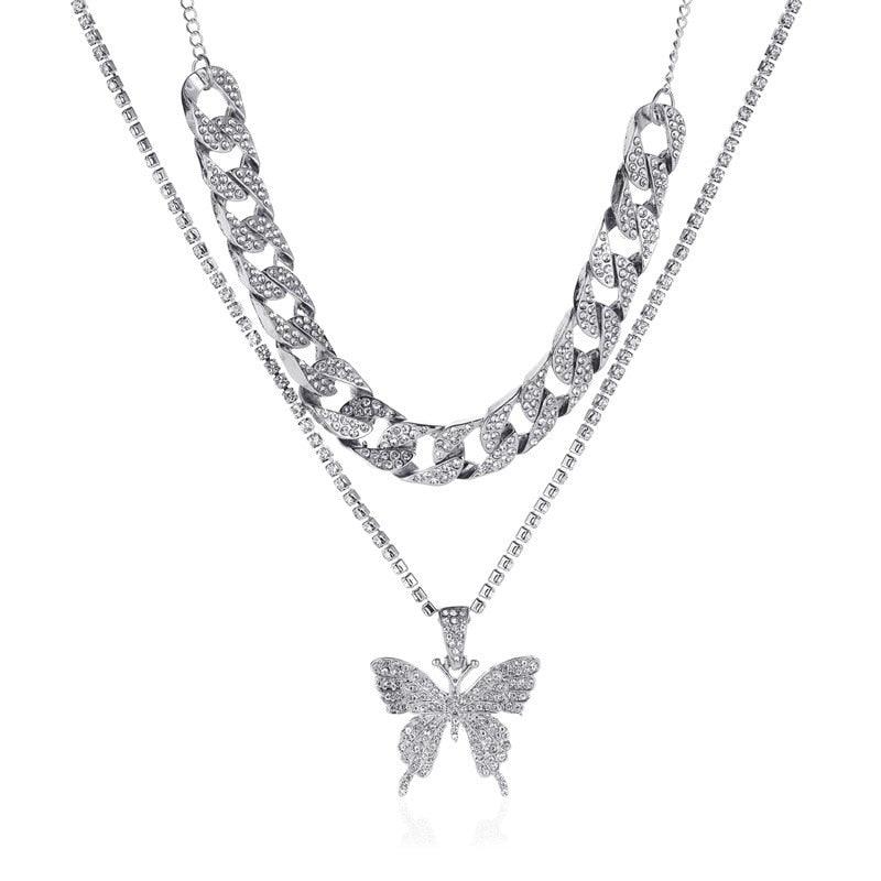 Big Butterfly Pendant Necklace - Rhinestone Jewelry - Necklace - LeStyleParfait Kenya