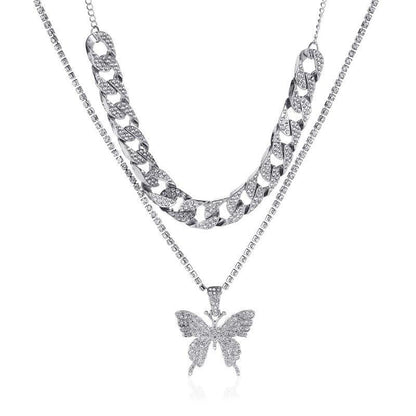 Big Butterfly Pendant Necklace - Rhinestone Jewelry - Necklace - LeStyleParfait Kenya