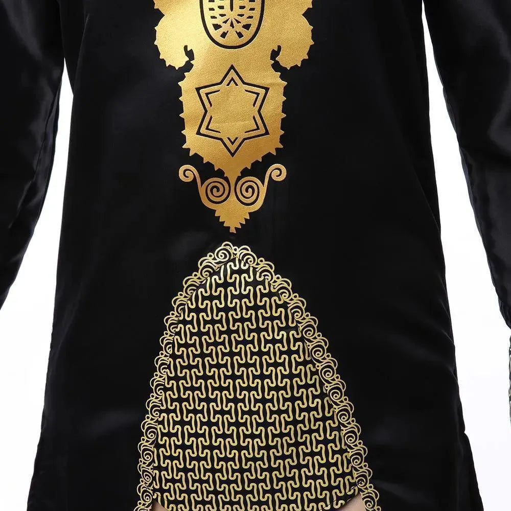 Black African Long Sleeve Shirt-Men Shirts-LeStyleParfait