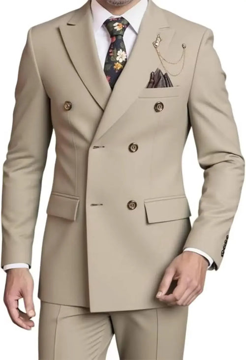 Men's Double Breasted Wedding Suit – 3 Piece Groom Set