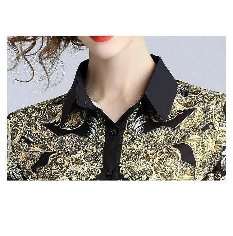Black Floral Shirt For Women-Women's Shirts-LeStyleParfait