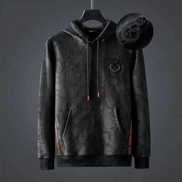 Black Men Hoodie - Embroidered-Men Hoodie-LeStyleParfait