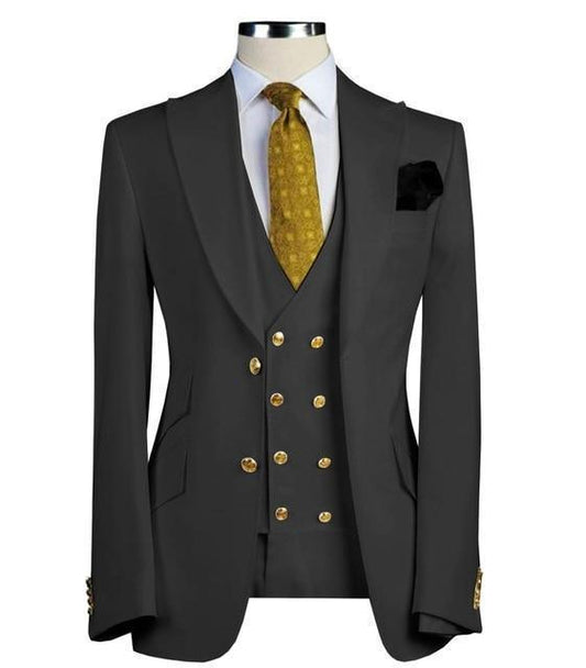 Black Men's Suits Three Pieces Slim Fit Business Suit - Suit - LeStyleParfait Kenya