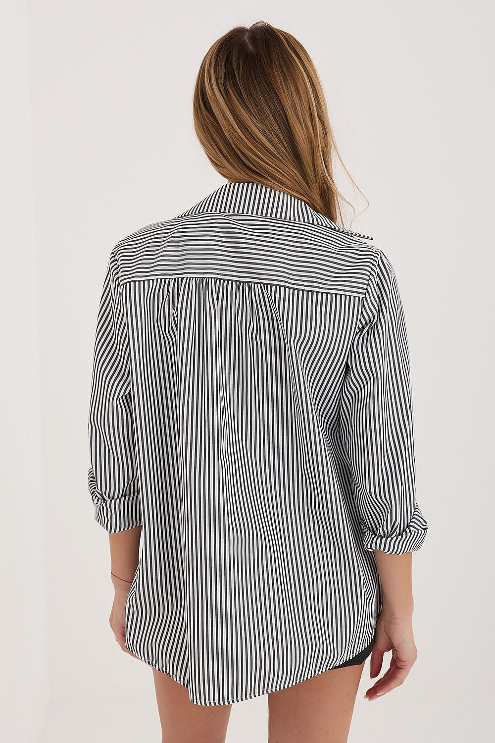 Black White Striped Women's Shirt-Women's Shirts-LeStyleParfait