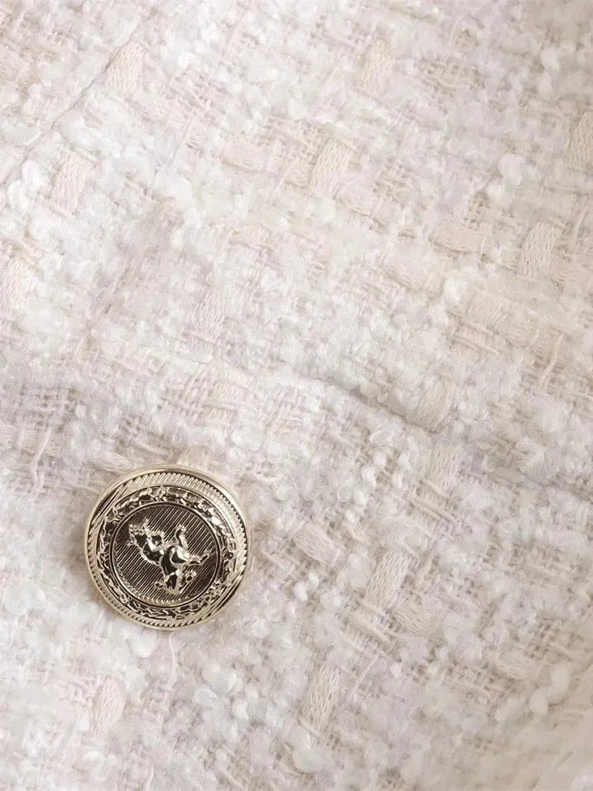 Blended Double Breasted Tweed Blazer Women - Tweed Blazer - LeStyleParfait