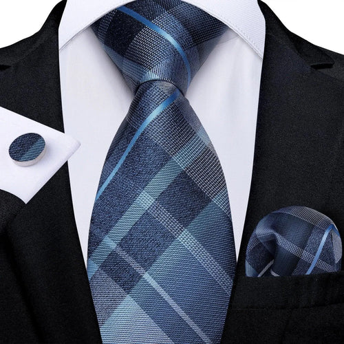 Blue Checked Necktie Set - Necktie - LeStyleParfait