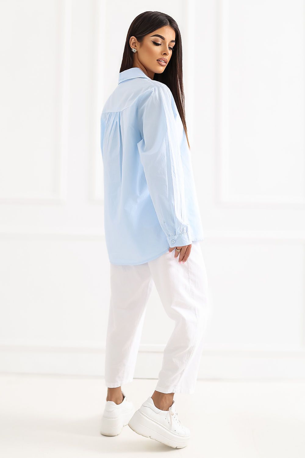 Blue Cotton Office Women's Shirt-Women's Shirts-LeStyleParfait