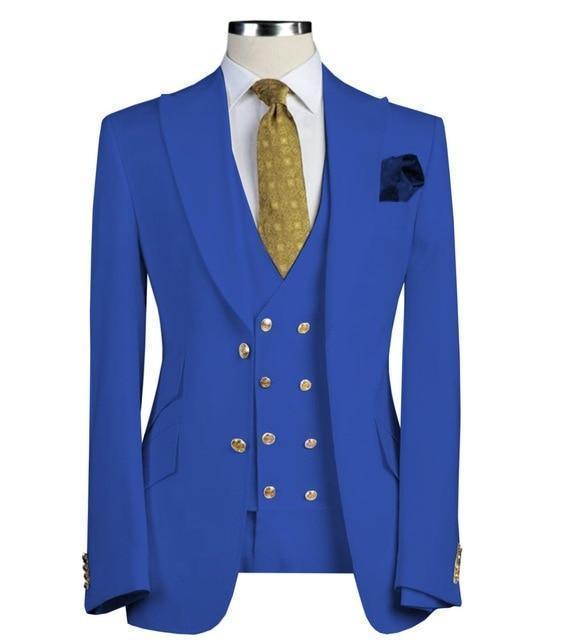 Blue Men's Suits Three Piece Slim Fit Business Suit - Suit - LeStyleParfait Kenya