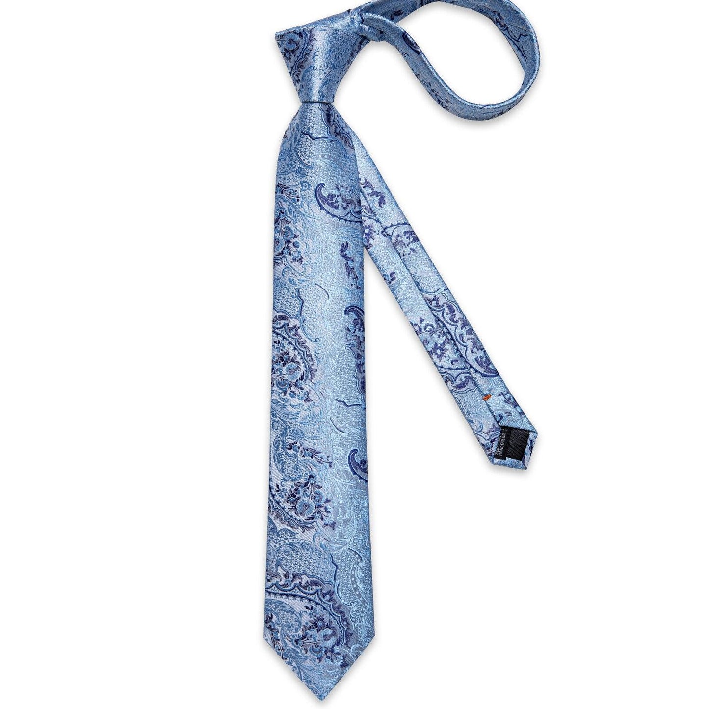 Blue Paisley Silk Necktie Set - Necktie - LeStyleParfait Kenya