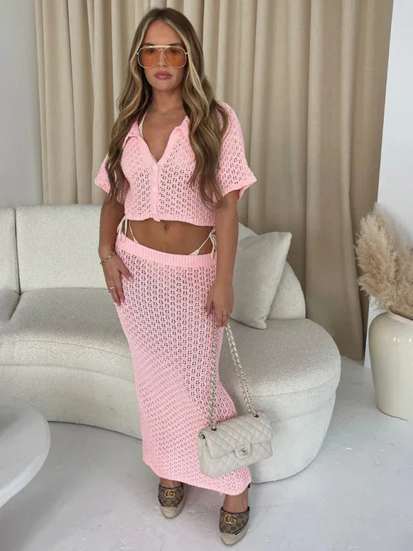 Boho Crochet V-Neck Maxi Dress