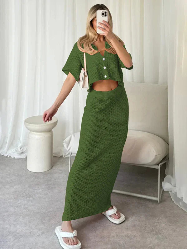 Boho Crochet V-Neck Maxi Dress