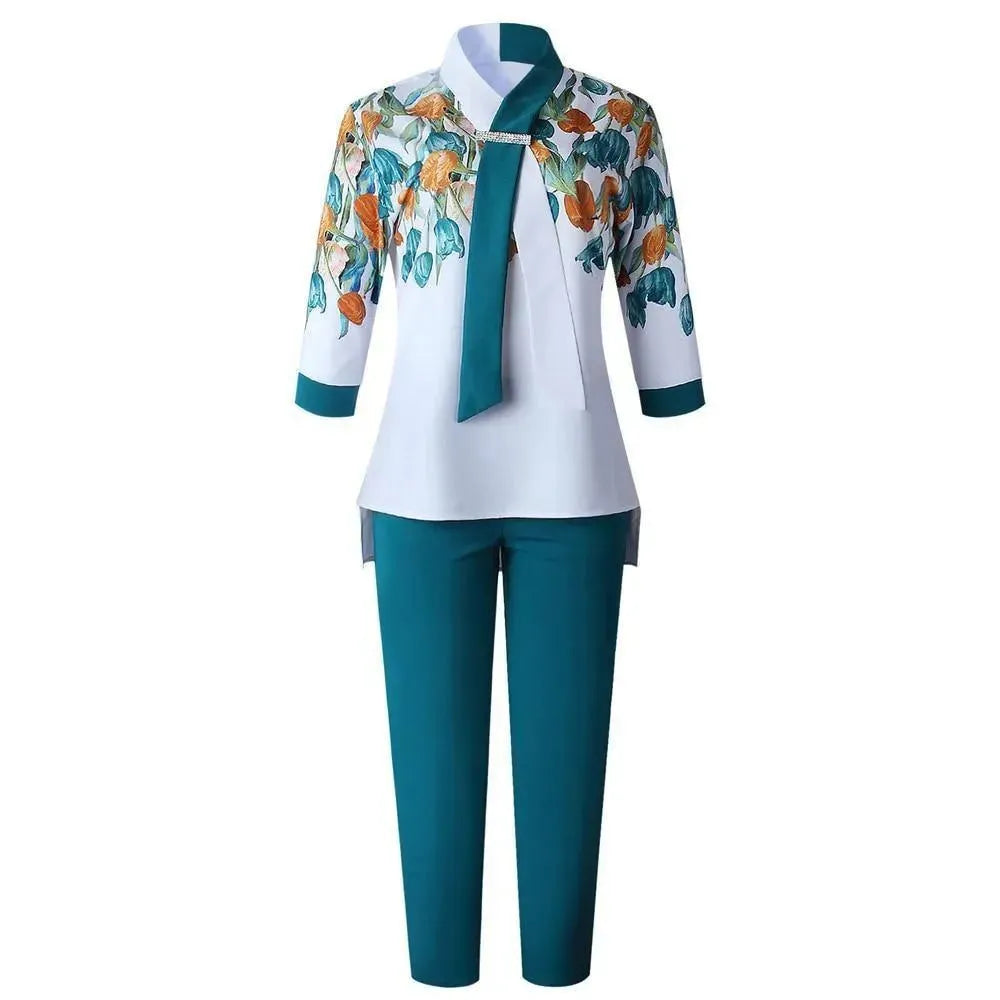 Bold Floral Tailored Two-Piece Set - Floral Tailored Two-Piece Set - LeStyleParfait