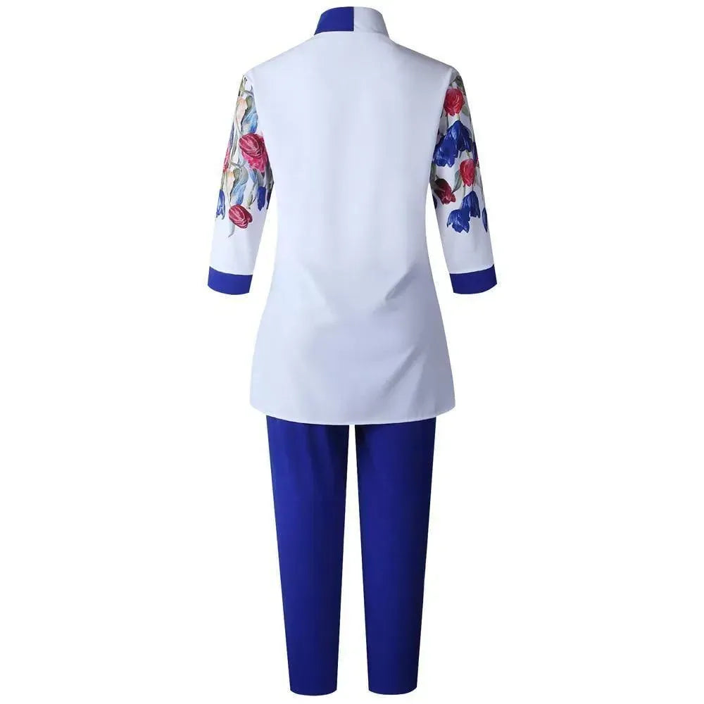Bold Floral Tailored Two-Piece Set - Floral Tailored Two-Piece Set - LeStyleParfait