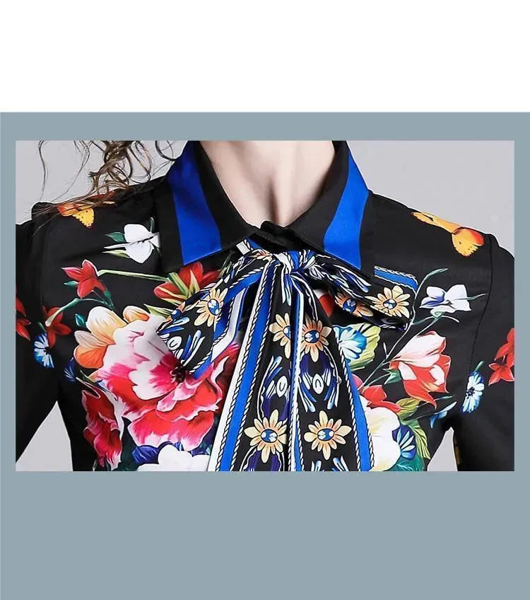 Bow Collar Silk Blouse - Women's Shirt - LeStyleParfait