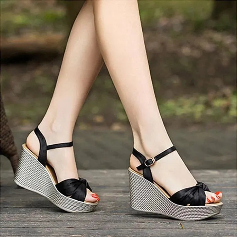 Bow Wedge Sandals - Wedge Shoes - LeStyleParfait