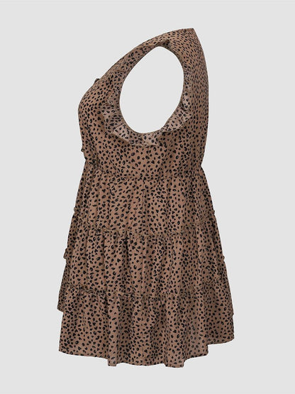 Brown Printed Sleeveless Dress - Dress - LeStyleParfait Kenya