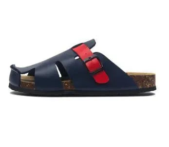 Buckle Leather Slip-On Sandals - Sandals - LeStyleParfait