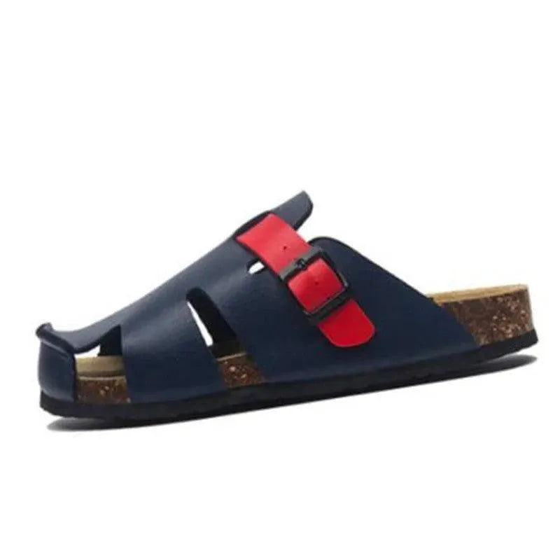Buckle Leather Slip-On Sandals - Sandals - LeStyleParfait
