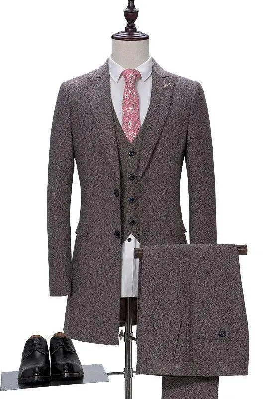 Business Mode Slim Fit 3 Piece Men Suit - Tweed Suit - LeStyleParfait