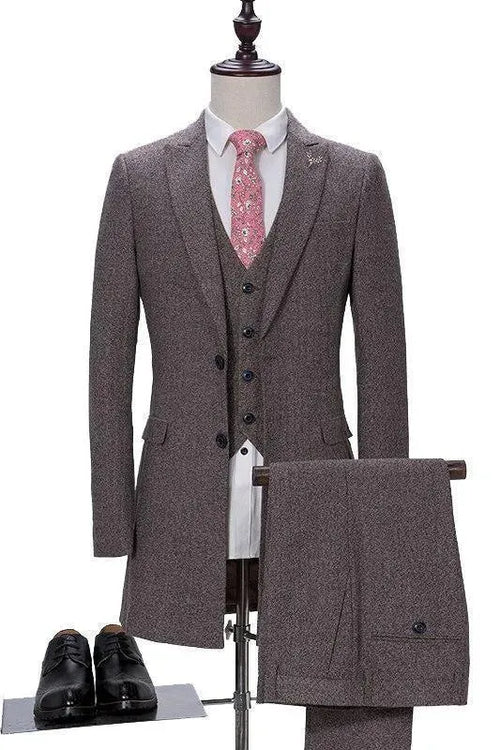 Business Mode Slim Fit 3 Piece Men Suit - Tweed Suit - LeStyleParfait