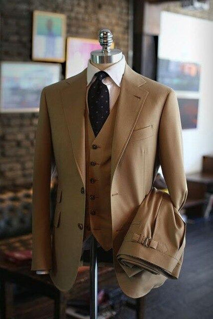 Business Style Khaki Men's 3-Piece Suit - Suit - LeStyleParfait Kenya