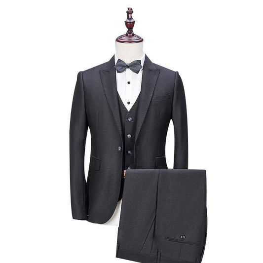 Business Style Men's Suit 3-Piece Suit Blazer + Pant + Vest Black - Suit - LeStyleParfait Kenya