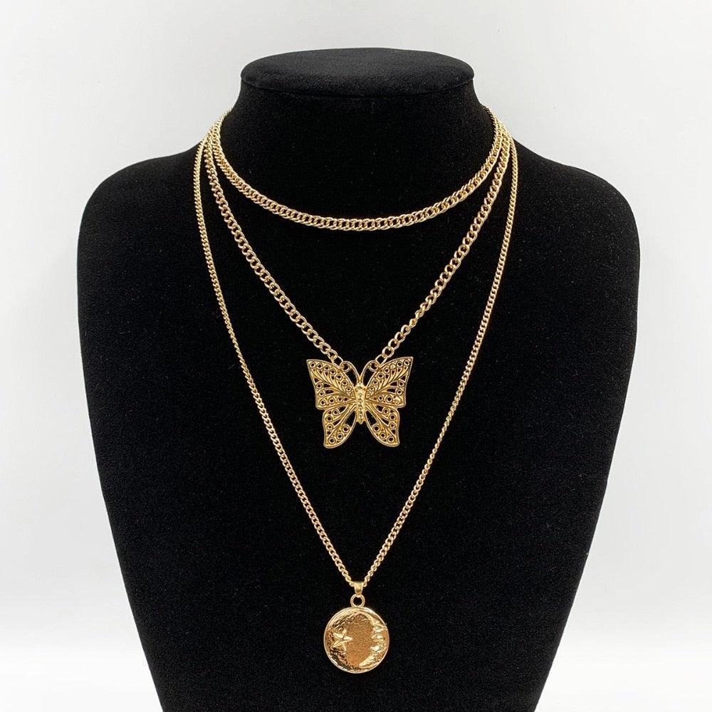 Butterfly Pendant Necklace - Multi-Layered Women's Jewelry - Necklace - LeStyleParfait Kenya