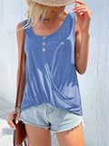 Buttoned Crewneck Women Top - Women Tops & Blouses | LeStyleParfait-Women Tops