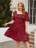 Casual Geometric Square Neck Knee Dress