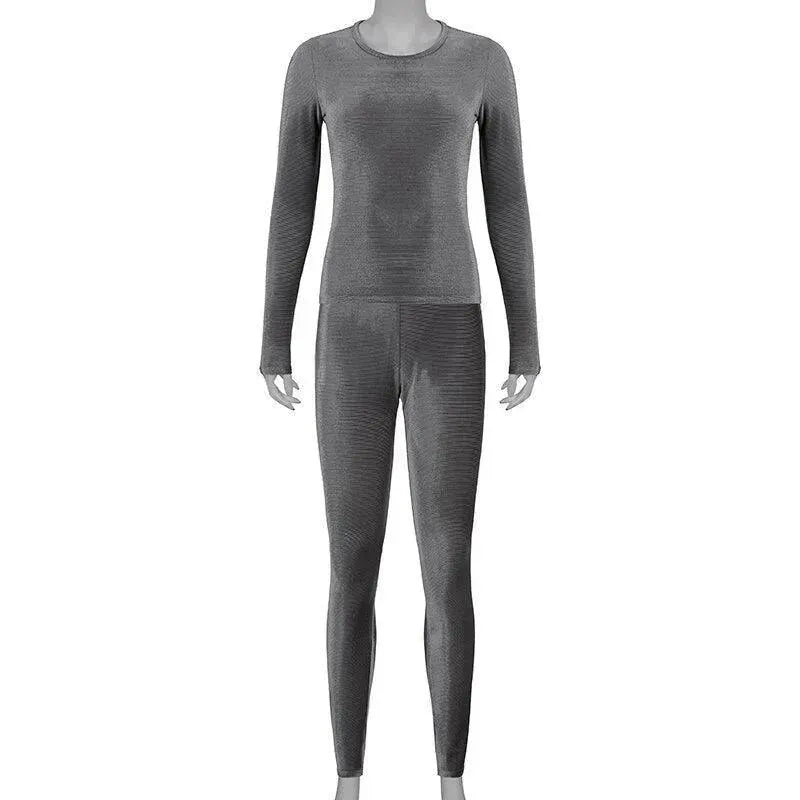 Casual Gray Jersey Two-Piece Set - Solid Jersey Two-Piece Set - LeStyleParfait
