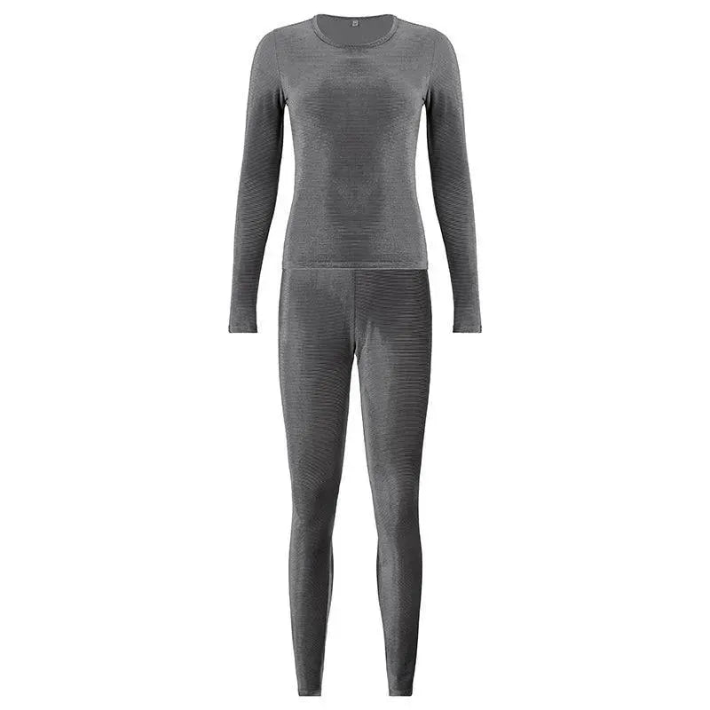 Casual Gray Jersey Two-Piece Set - Solid Jersey Two-Piece Set - LeStyleParfait