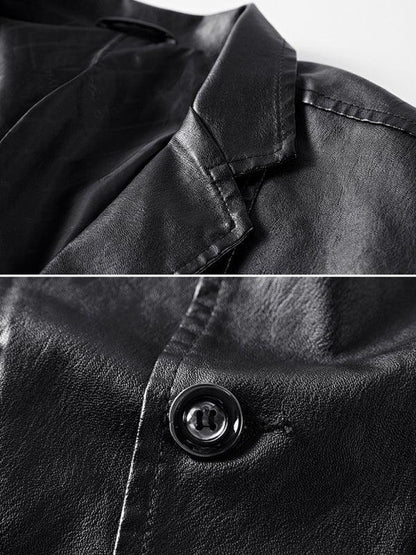 Casual Leather Slim Fit Men's Blazer - Leather Blazer - LeStyleParfait Kenya