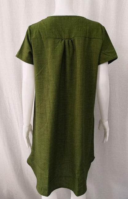 Casual Linen Short Sleeve Dress - Dress - LeStyleParfait Kenya