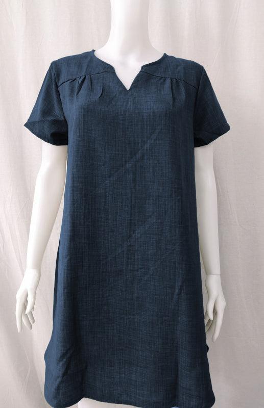 Casual Linen Short Sleeve Dress - Dress - LeStyleParfait Kenya
